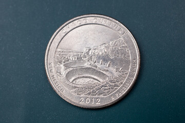 Quarter dollar US, 25 cent coin, Chaco National Historical Park (New Mexico), USA