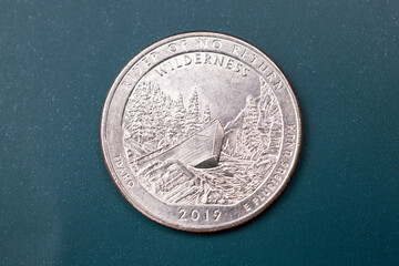 Quarter dollar US, 25 cent coin, Frank Church Reserve (Idaho), USA
