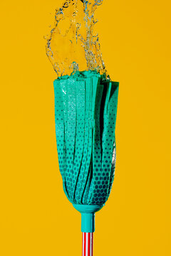 microfiber mop soaked in water