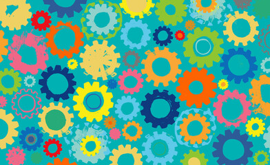 Colorful Cogs and Gears of Industry Illustration