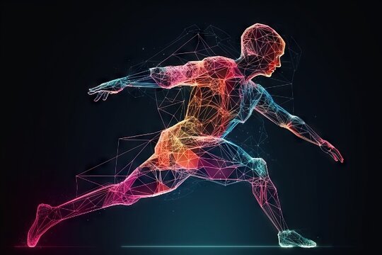 A Man Running With A Colorful Background And Lines On It Photo Sports Bar Sports Photography Sports Coaching
