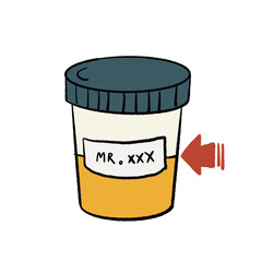 sample plastic bottle/ cartoon illustration, hand drawn style, isolated on transparent background