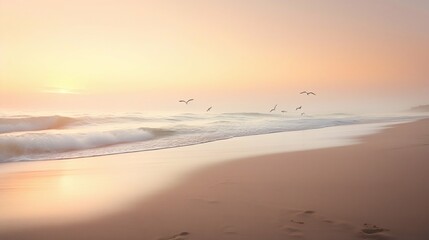 Fototapeta na wymiar Sea beach at sunrise. Generative AI