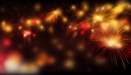 Celebration exploding with vibrant multi colored firework display ,generative AI