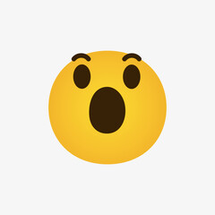 surprised emoji face. shocked wow emoticon with open mouth , cute smiley emoticons fellings wonder and amazing - obrazy, fototapety, plakaty
