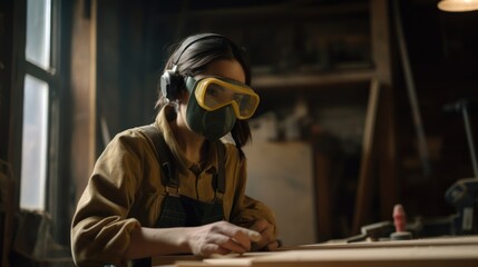 Beauty in Woodworking: Capturing the Woman Carpenter's Craftsmanship, GENERATIVE AI
