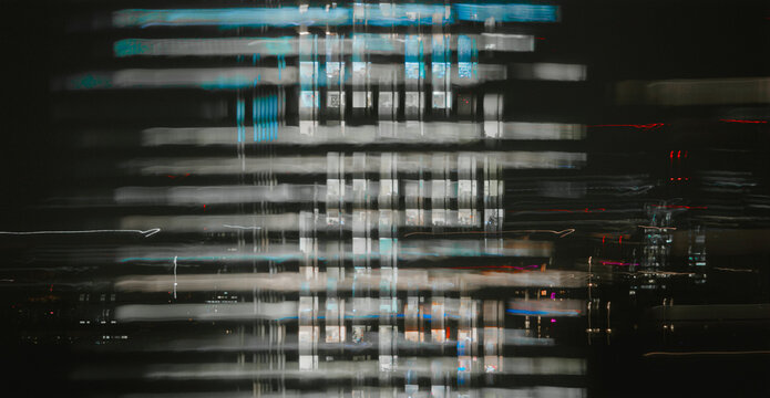 Abstract Office Building Blurry Flares In City 