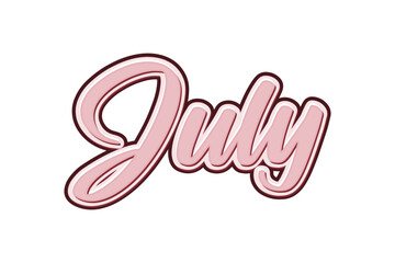 Obraz premium july word typography and text effect design