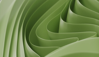 Abstract green background with layers of silk folded drapery