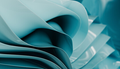 Abstract blue background with layers of silk folded drapery