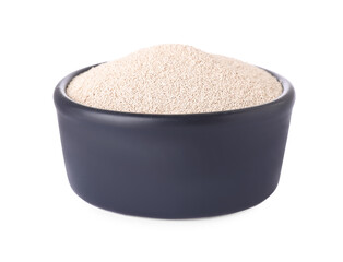 Bowl of active dry yeast isolated on white