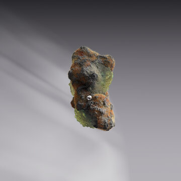 Flying Stone, micro planet, isolate. 3d rendering 