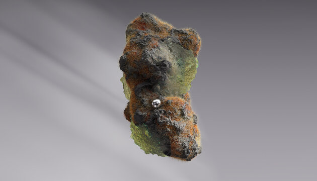 Flying Stone, micro planet, isolate. 3d rendering 