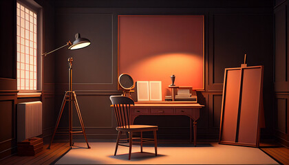 Fototapeta na wymiar Modern domestic room with elegant lighting design ,generative AI