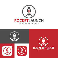 Rocket launch logo.Creative modern logo. Rocket icon. Vector illustration.Silhouette.Round shape.
