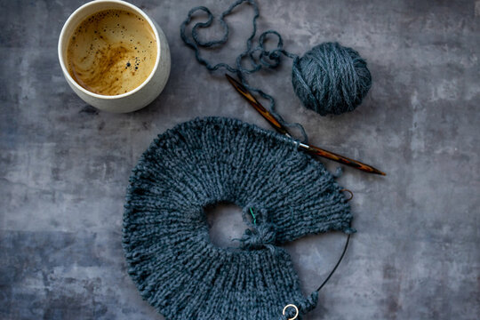 Blue Knit and Coffee