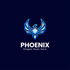Vector Logo Illustration Phoenix Gradient Line Art Style