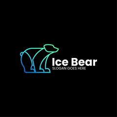 Vector Logo Illustration Ice Bear Gradient Line Art Style