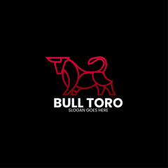 Vector Logo Illustration Bull Gradient Line Art Style