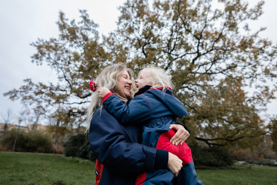 Laughing Granny And Child