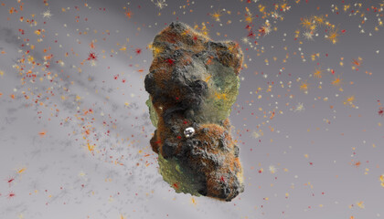 Flying Stone, micro planet, isolate. 3d rendering 