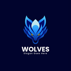 Vector Logo Illustration Wolves Gradient Colorful Style