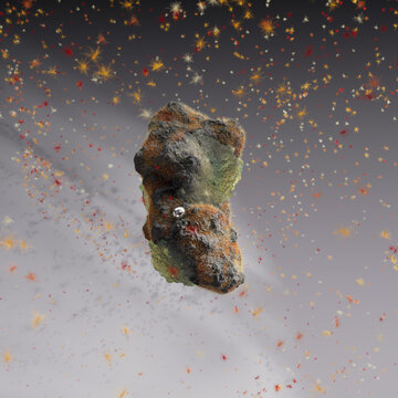 Flying Stone, micro planet, isolate. 3d rendering 