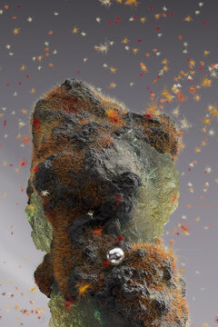 Flying Stone, micro planet, isolate. 3d rendering 