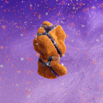 Flying Stone, micro planet, isolate. 3d rendering 