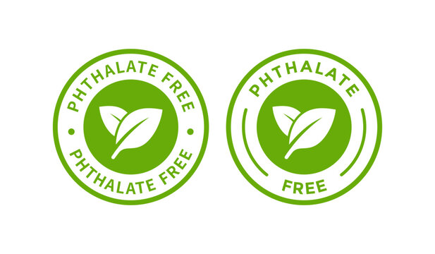 Pthtalate free with leaf badge logo template set. Suitable for product label 