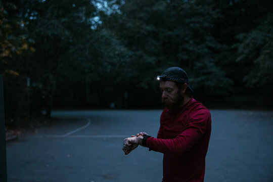 Trail runner out in the hills and forests.