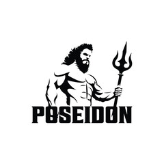 Poseidon nepture god logo icon, tritont trident crown logo icon vector template