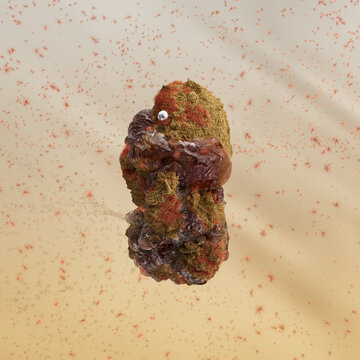 Flying Stone, micro planet, isolate. 3d rendering 