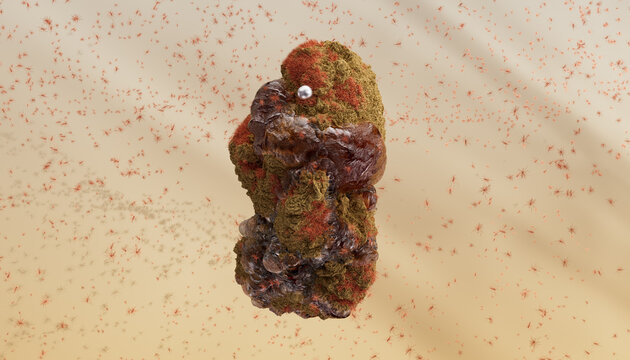 Flying Stone, micro planet, isolate. 3d rendering 