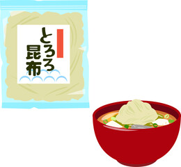 とろろ昆布を乗せたみそ汁