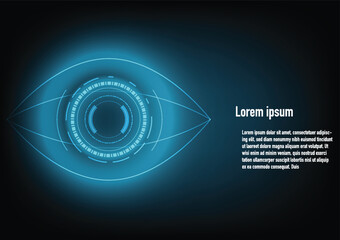 Cyber spy technology,  vector background. Cyber and global security, blue background.