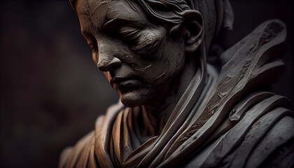 Fototapeta na wymiar Sculpture of a praying man in Catholicism ,generative AI