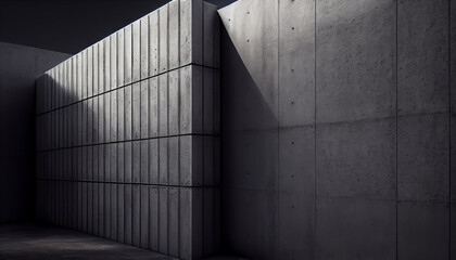 Modern concrete wall building reflects futuristic engineering space ,generative AI