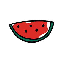 multicolored doodle fruits on white background