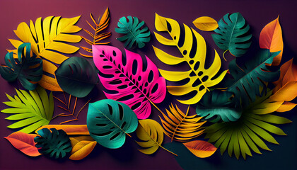 Nature Multi Colored Abstract Backdrop A Tropical Illusion ,generative AI