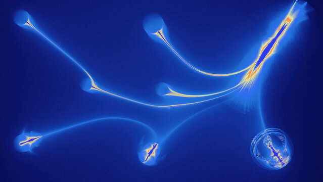 Abstract Patterns On Dark Background With Blue Lines Curves Par
