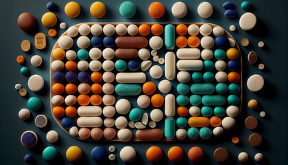 Medicine capsule in multi colors no people ,generative AI