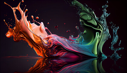 Abstract liquid wave in vibrant colors splashing ,generative AI