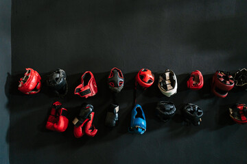 Various sport equipment for boxing