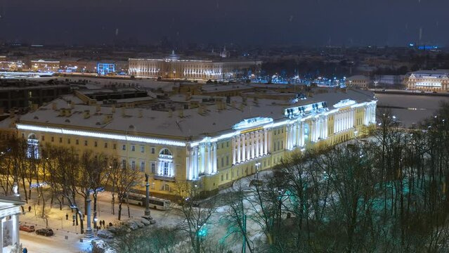 Buildings of the Senate and Synod as seen from St. Isaac's Cathedral dome. St. Petersburg, Russia