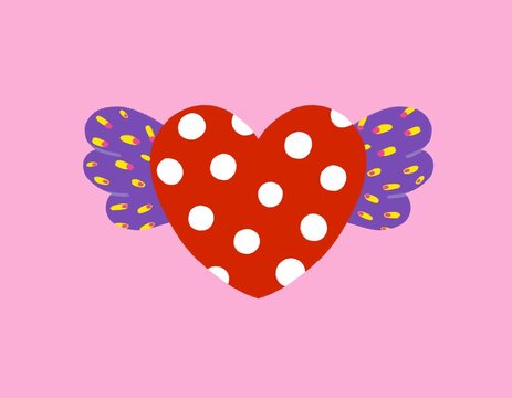 Funky heart love concept illustration