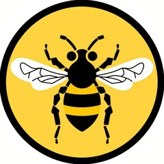 A digital illustration of a bee in a circle. Generative AI.