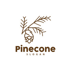 Pine Cone Logo, Elegant Luxury Pine Simple Design, Tree Acorn Icon Vector, Product Brand Illustration