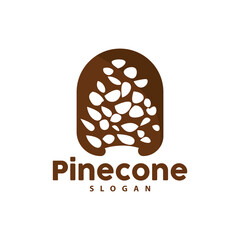 Pine Cone Logo, Elegant Luxury Pine Simple Design, Tree Acorn Icon Vector, Product Brand Illustration