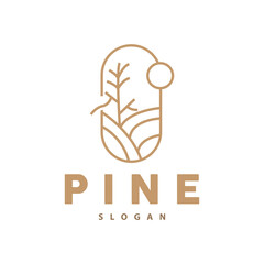 Pine Tree Logo, Luxurious Elegant Simple Design, Fir Tree Vector Abstract, Forest Icon Illustration Pine Product Brand